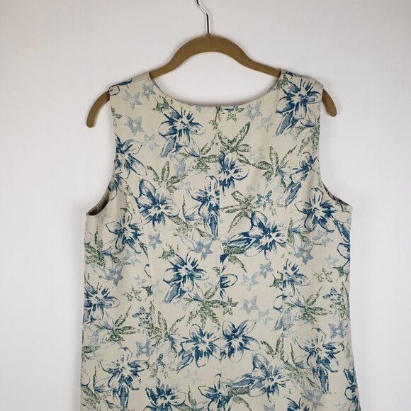 Pendleton Woven Silk Midi Dress Vtg Y2K Khaki Floral Modest Jumper Size M - Picture 5 of 8